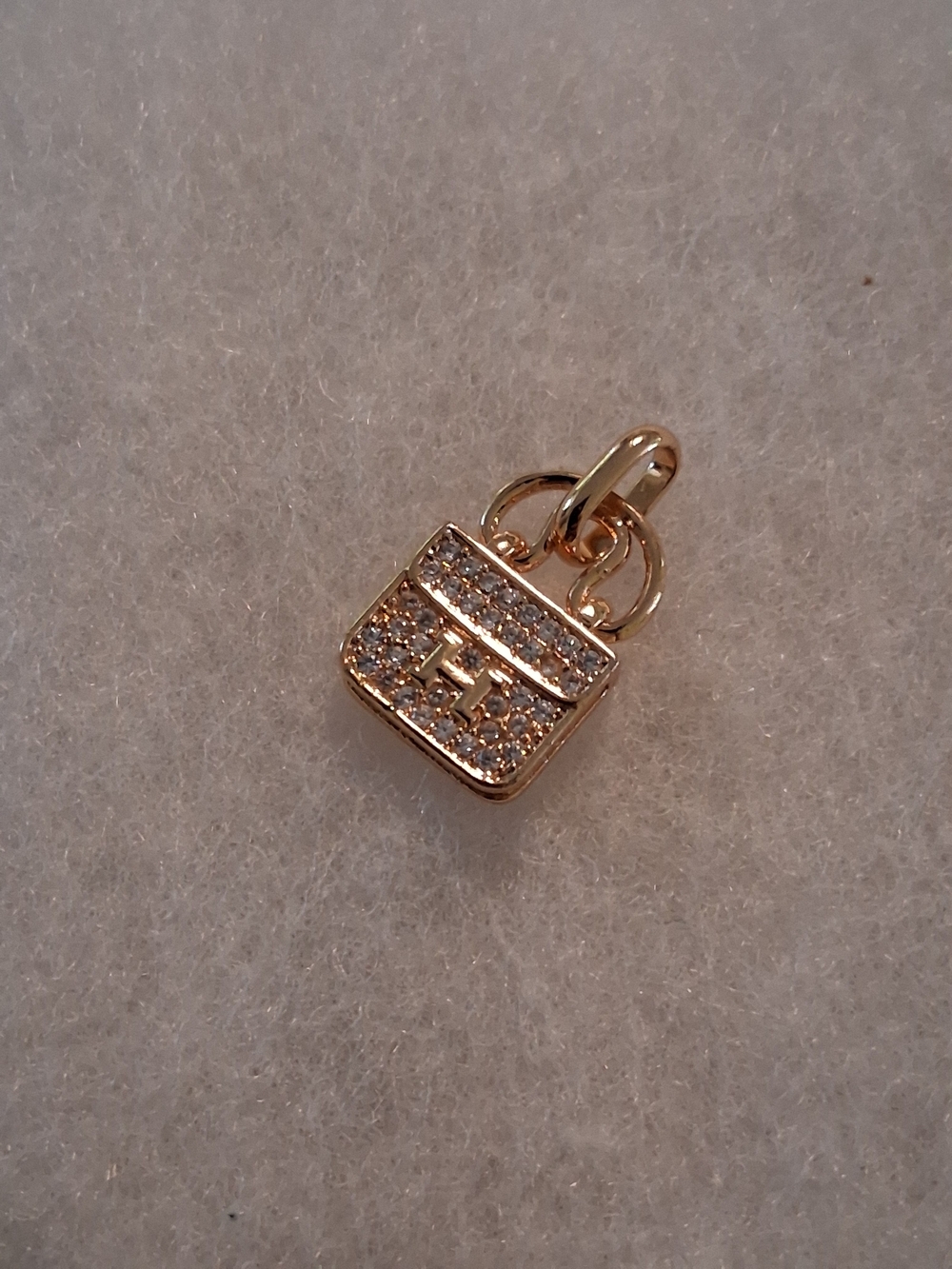 Gold & Crystal Mini Purse Charm Pendant - H